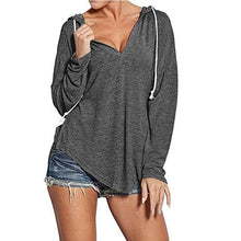 Load image into Gallery viewer, 2019 Women Autumn Sweatshirt Women Long Sleeve Solid Hooded Pullover Tops Casual Loose Patchwork Drawting Hoodies Plus Size 5XL