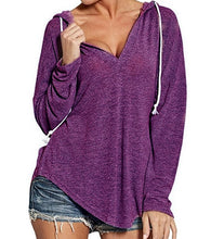 Load image into Gallery viewer, 2019 Women Autumn Sweatshirt Women Long Sleeve Solid Hooded Pullover Tops Casual Loose Patchwork Drawting Hoodies Plus Size 5XL