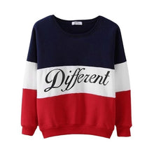 Load image into Gallery viewer, Letter Different Printed Women Fleeve Hoodies Spring Long Sleeve Sweatshirt Patchwork O-neck Pullovers sudaderas Autumn Winter