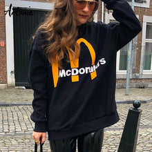 Load image into Gallery viewer, Artsnie Spring 2019 Black Casual Knitted Sweatshirt Women O Neck Long Sleeve Loose Pullovers Letter Streetwear Sweatshirts Mujer