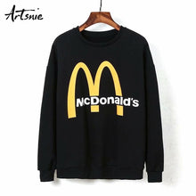 Load image into Gallery viewer, Artsnie Spring 2019 Black Casual Knitted Sweatshirt Women O Neck Long Sleeve Loose Pullovers Letter Streetwear Sweatshirts Mujer
